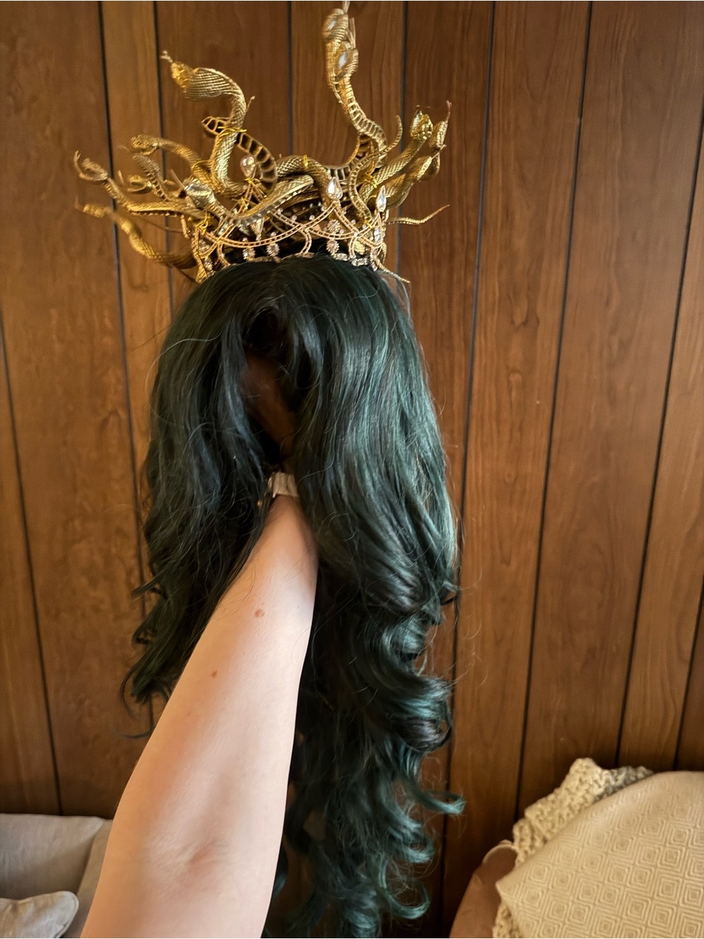 Halloween DIY Medusa snake crown wig